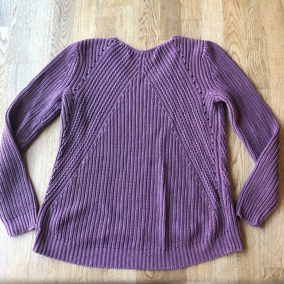 Ann Taylor LOFT Mauve Pointelle Ribbed Sweater Size Small - Picture 8 of 10